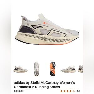 Adidas by Stella McCartney White, Gray & Black Athletic Sneakers with Coral Logo